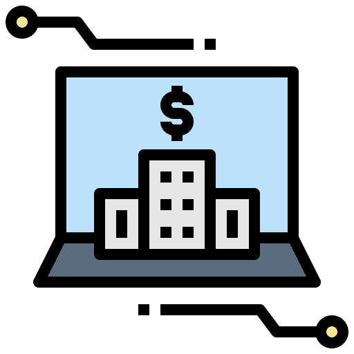 Digital business and finance storefront online banking icon Digital business and finance storefront online banking icon