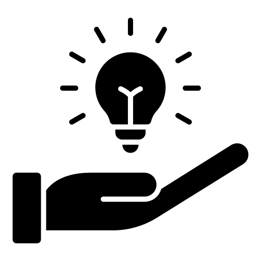 Solution light bulb hand innovation icon