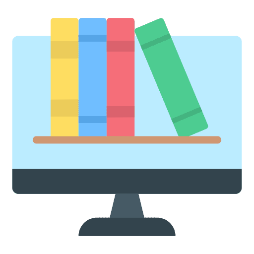 Online library education laptop e learning icon Online library education laptop e learning icon
