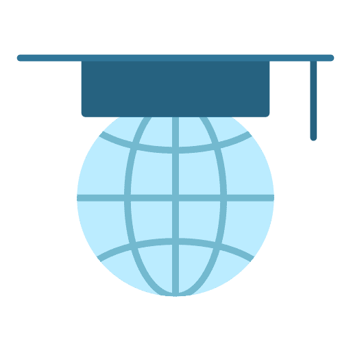 Global education education graduation cap globe grid icon Global education education graduation cap globe grid icon
