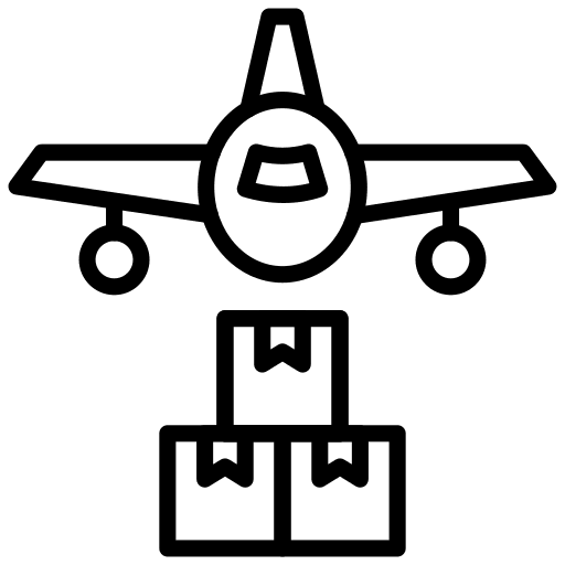 Airplane shipping and delivery cargo air freight icon