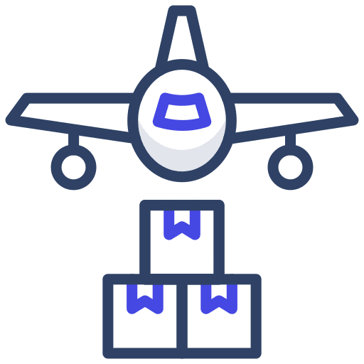 Airplane transport transportation delivery box icon