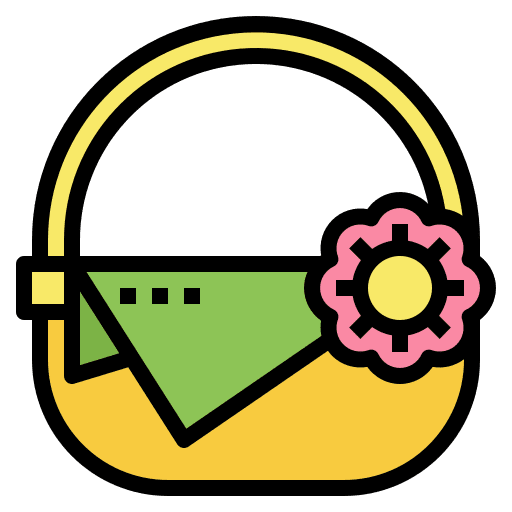 Picnic basket spring farming and gardening icon Picnic basket spring farming and gardening icon