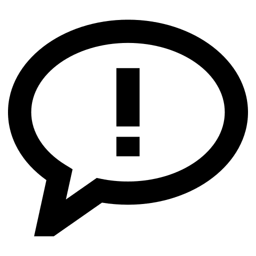 Speech bubble communications warning exclamation mark icon