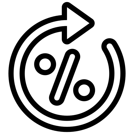 Percentage circular arrow refund commerce and shopping icon Percentage circular arrow refund commerce and shopping icon