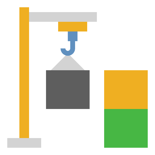 Crane construction and tools port containers icon