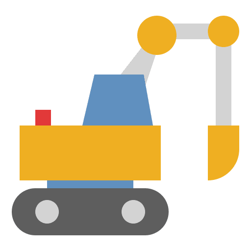 Excavator mining backhoe heavy machinery icon
