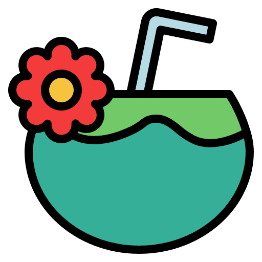 Coconut tropical food and restaurant holidays icon Coconut tropical food and restaurant holidays icon