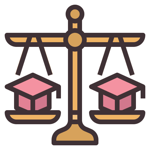 Education equal justice study icon Education equal justice study icon