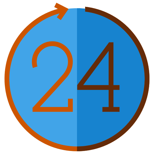 24 hours time and date circular arrows 24 hours icon