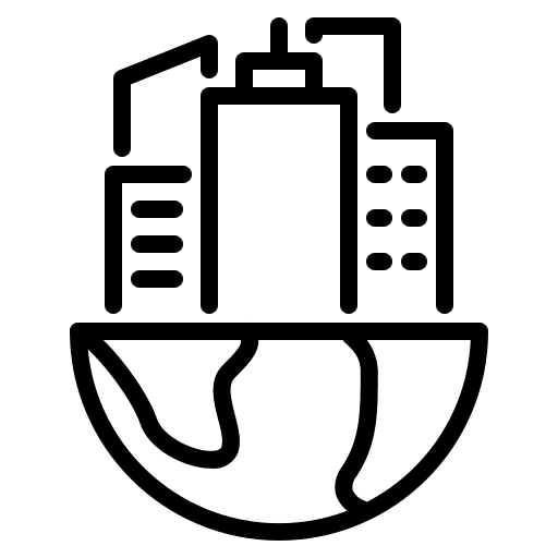 World skyline architecture and city buildings icon