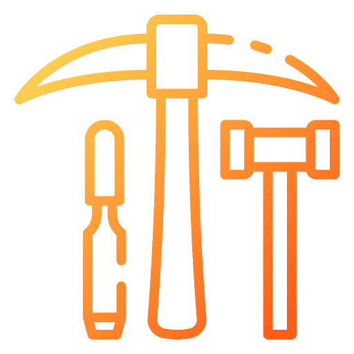 Construction tools geology hammer chisel icon Construction tools geology hammer chisel icon