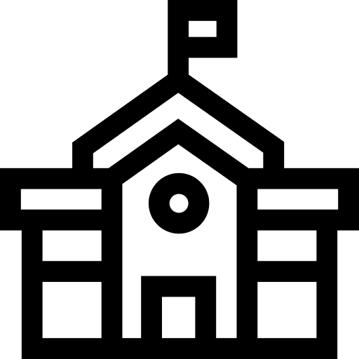 School architecture and city college buildings icon