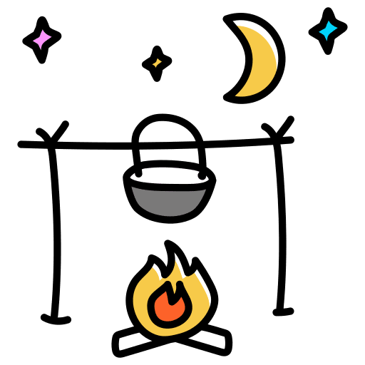 Pot on fire cook vacation adventure icon