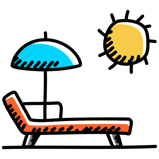 Sunbed vacations sun umbrella holidays icon