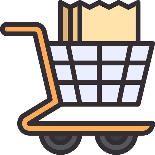 Shopping cart grocery purchase paper bag icon Shopping cart grocery purchase paper bag icon