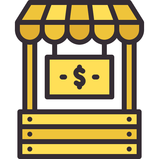 Store architecture and city dollar symbol commerce icon Store architecture and city dollar symbol commerce icon