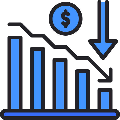 Decrease graph graphic bar chart icon Decrease graph graphic bar chart icon