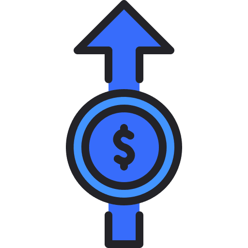 Profit increase business and finance coin icon Profit increase business and finance coin icon