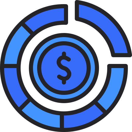 Pie chart coin price money icon Pie chart coin price money icon