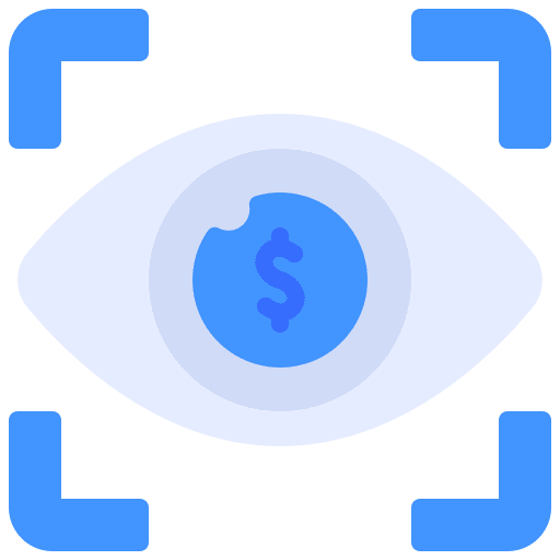 Eye eye dollar pay per visualization icon