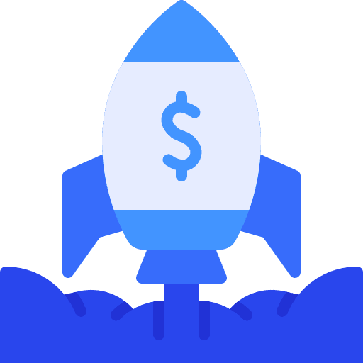 Rocket launch dollar money icon Rocket launch dollar money icon