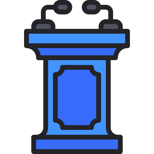 Podium conference communications pedestal icon Podium conference communications pedestal icon