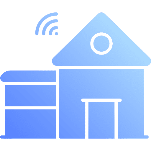 Smart house wifi signal real estate architecture and city icon