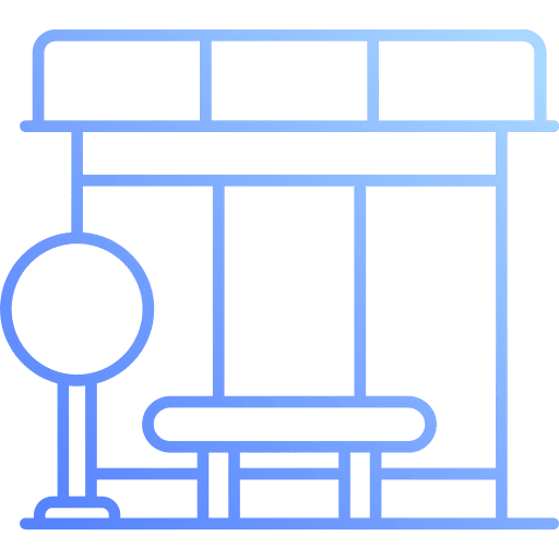 Bus stop urban signaling architecture and city icon Bus stop urban signaling architecture and city icon
