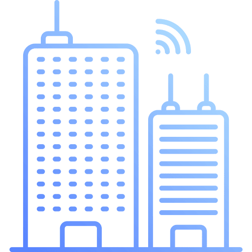 Smart city building architecture and city wifi signal icon Smart city building architecture and city wifi signal icon