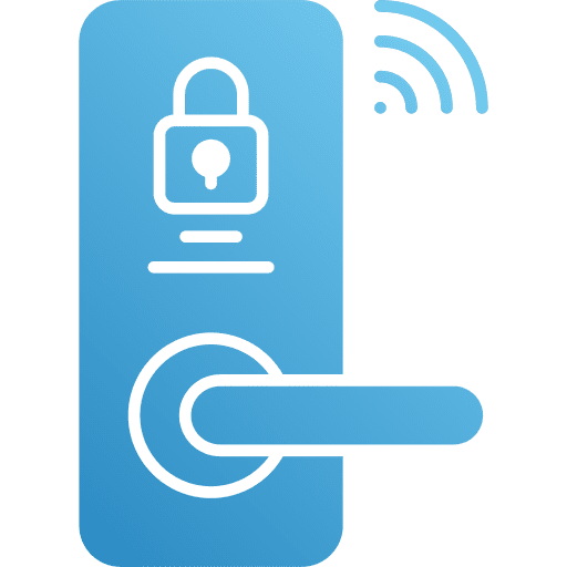 Smart lock wifi signal door handle security icon