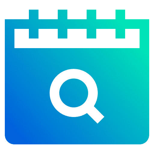 Search day calendar magnifying glass icon