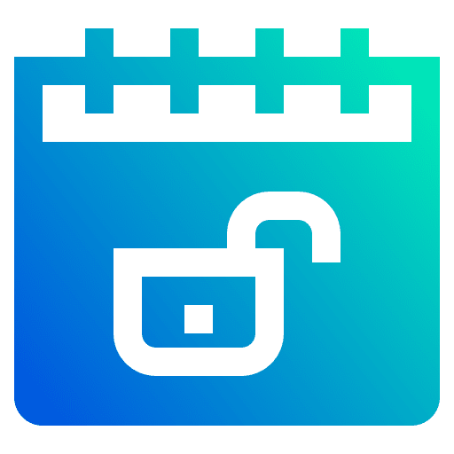 Unprotected security open padlock calendar icon Unprotected security open padlock calendar icon