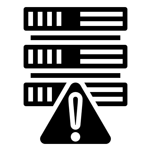 Server electronics failure warning icon Server electronics failure warning icon