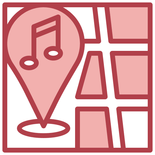 Location pin music concert icon Location pin music concert icon