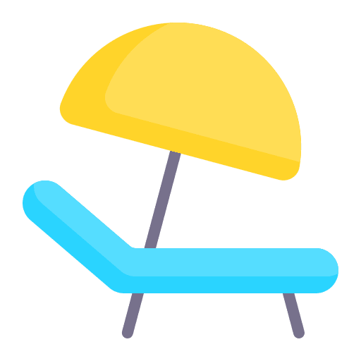 Beach chair sunbed beach umbrella beach chair icon