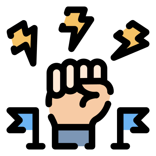 Motivation hand punch flags icon