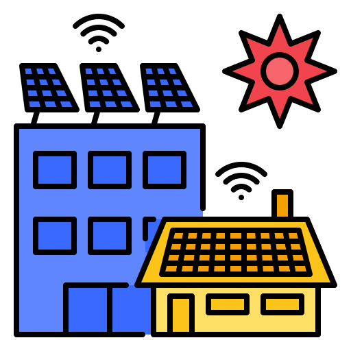 Energy house smart house solar panel icon