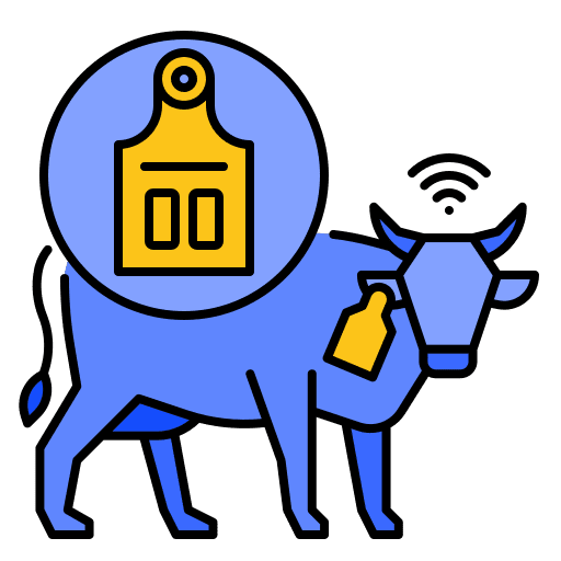 Livestock monitoring cow iot icon