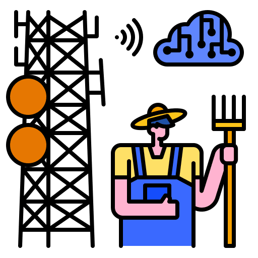 Farmer farming and gardening smart internet of things icon Farmer farming and gardening smart internet of things icon