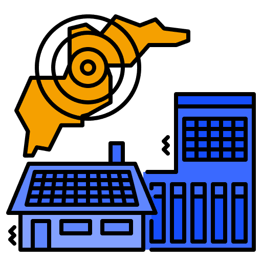 Warning system destruction damage earthquake icon Warning system destruction damage earthquake icon