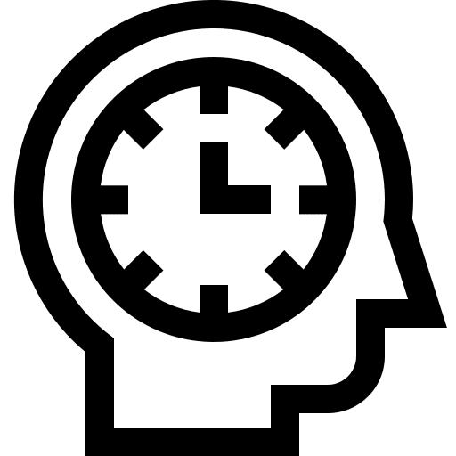 Efficiency time and date head dedication icon