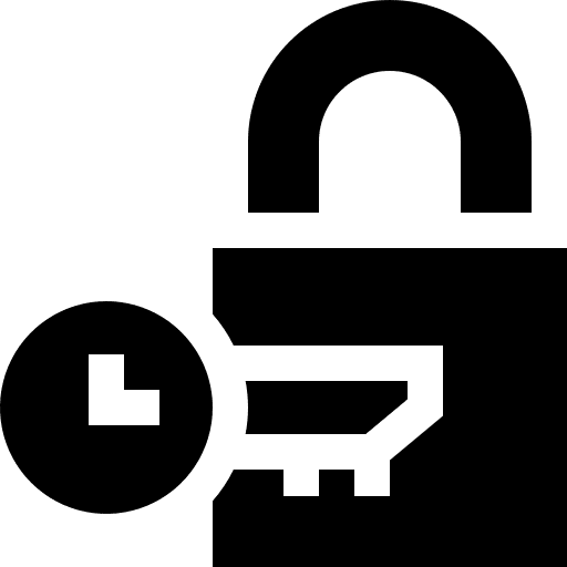 Key lock time and date unlock icon
