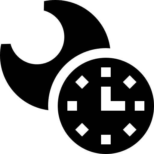 Night hours time and date clock icon Night hours time and date clock icon