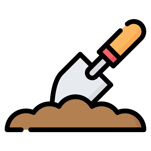 Digging scoop shovel ground icon