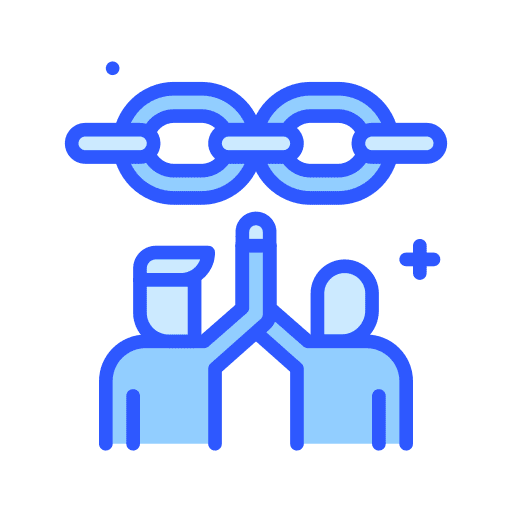 Linked friends together linked icon