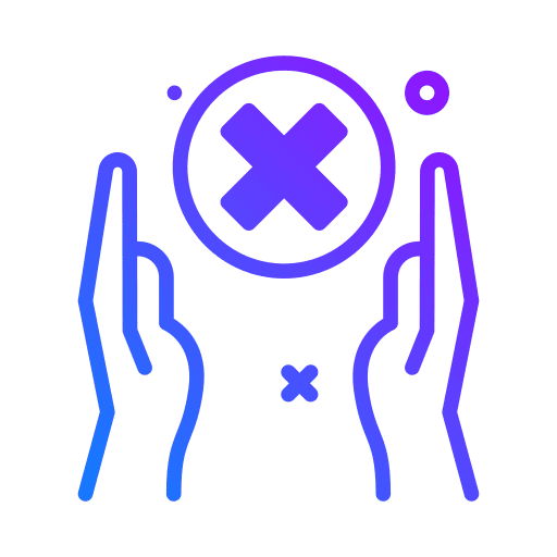 Hands cross mark hands wrong icon