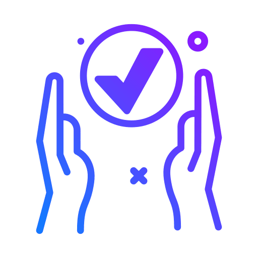 Hands check mark affirmative positive icon Hands check mark affirmative positive icon