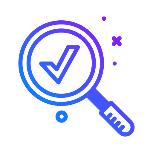 Magnify loupe tick confirm icon Magnify loupe tick confirm icon