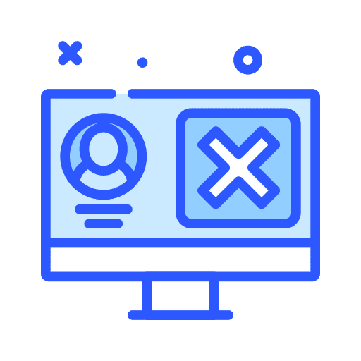 Computer negative user cross mark icon Computer negative user cross mark icon